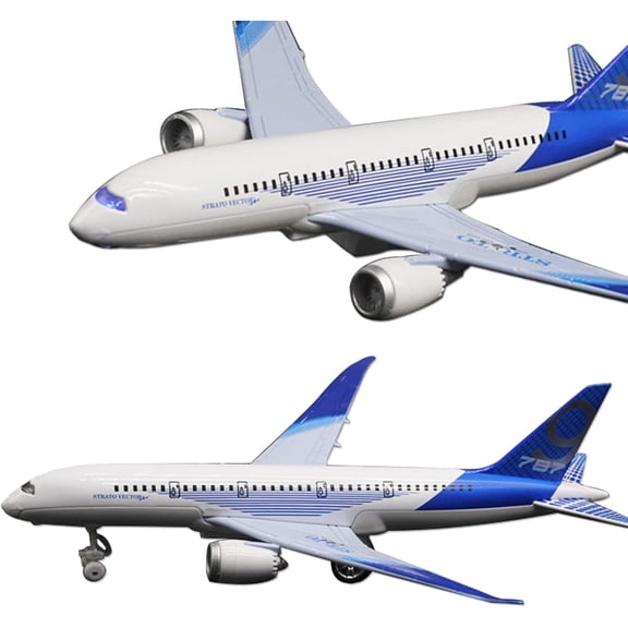 TYMZDYN 1 Pack Airplane Toys Bump and Go Airlines Die Cast Metal Model Plane Toy with Lights and Sounds for Kids Blue