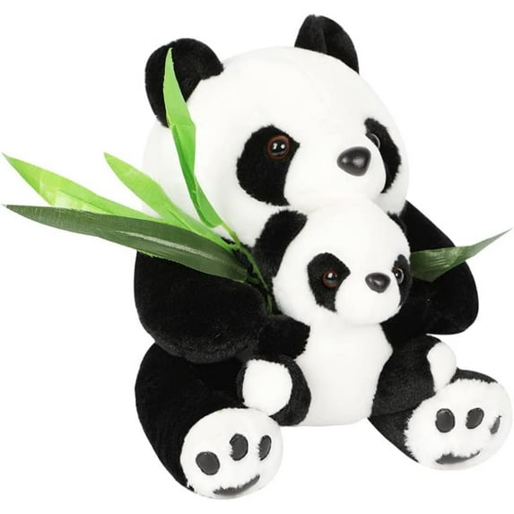 TYMZDYN 12" Plush Panda Stuffed Animals with Panda Baby Soft Toy, Native Mom & Baby Plush Bamboo Panda