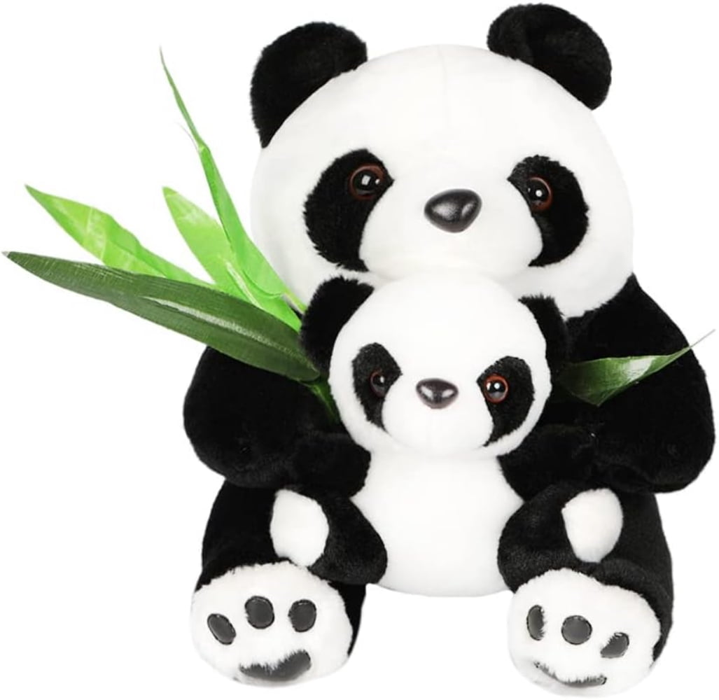 TYMZDYN 12" Plush Panda Stuffed Animals with Panda Baby Soft Toy, Native Mom & Baby Plush Bamboo Panda