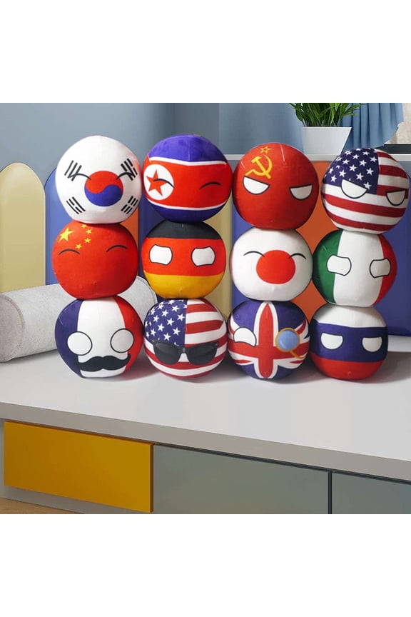 12PCS Plush Toys, Cute Country Ball Plushies Doll Throw Pillow, Stuffed Toys Funny Anime Cosplay Plushies for Women Boys Kids Gifts