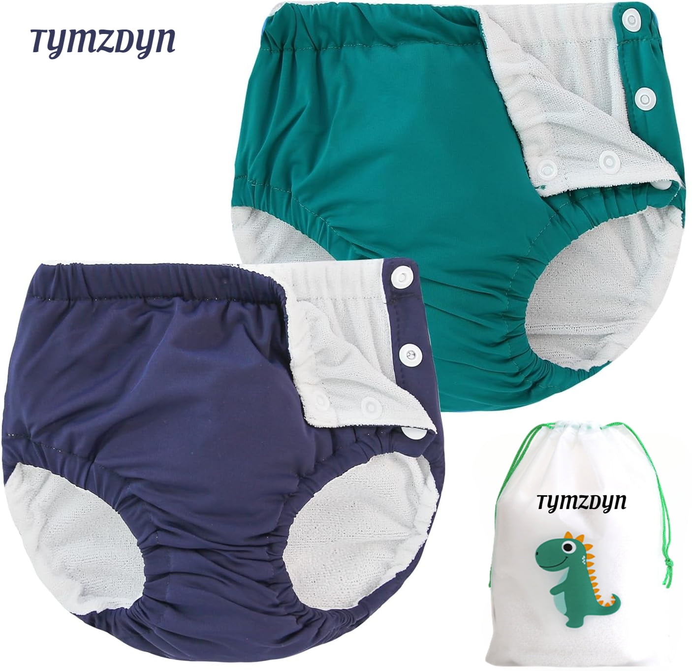 TYMZDYN 2 Packs Baby Reusable Swim Diapers Soft and Silky Toddler Swim Diaper Washable Baby Swim Diaper 3T Baby Swim Trunks Swimming Diapers Size 3 Waterproof Diapers for Swimming Boys and Girls