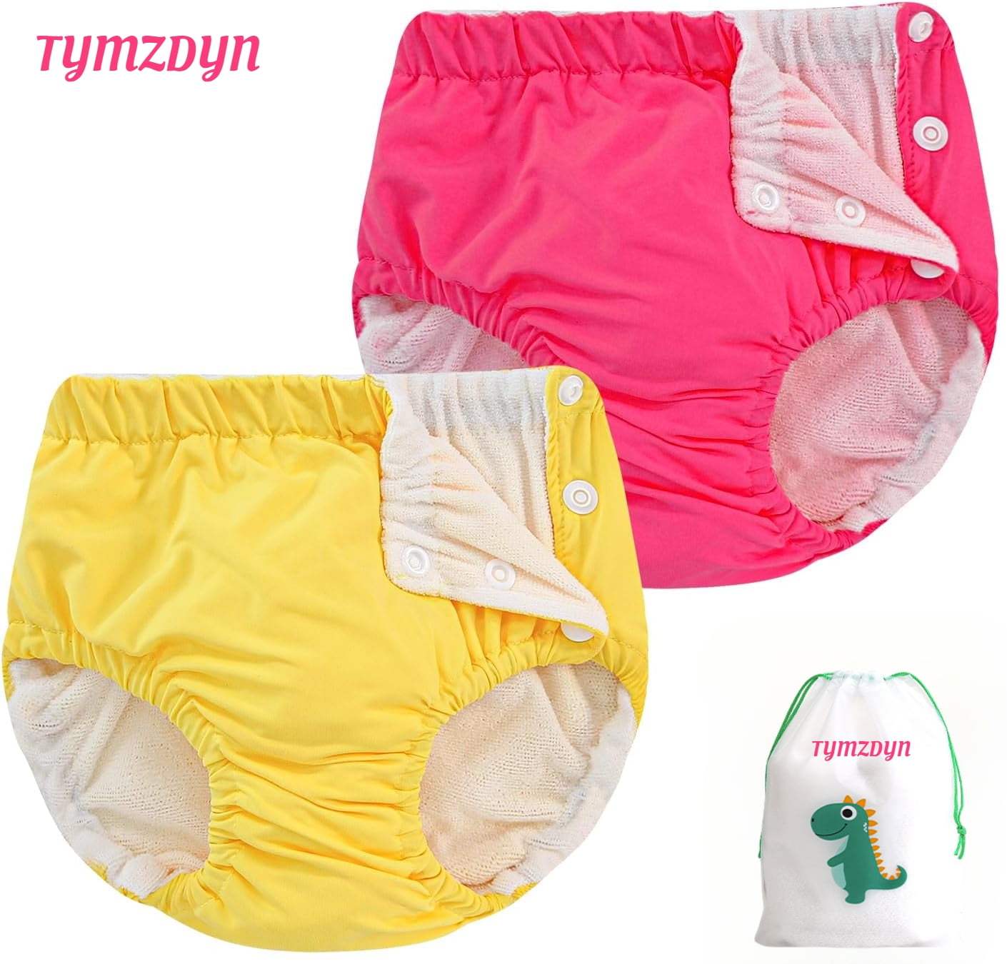 TYMZDYN 2 Packs Baby Reusable Swim Diapers Soft and Silky Toddler Swim Diaper Washable Baby Swim Diaper 3T Baby Swim Trunks Swimming Diapers Size 3 Waterproof Diapers for Swimming Boys and Girls