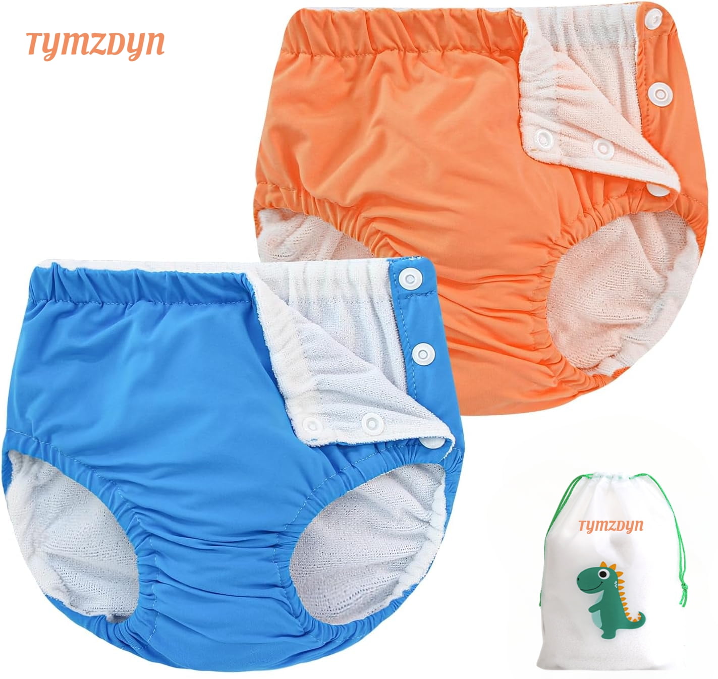 TYMZDYN 2 Packs Baby Reusable Swim Diapers Soft and Silky Toddler Swim Diaper Washable Baby Swim Diaper 3T Baby Swim Trunks Swimming Diapers Size 3 Waterproof Diapers for Swimming Boys and Girls