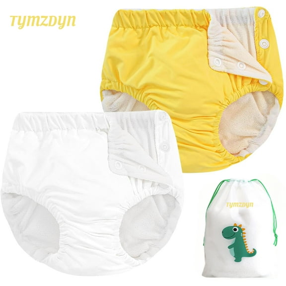 TYMZDYN 2 Packs Baby Reusable Swim Diapers Soft and Silky Toddler Swim Diaper Washable Baby Swim Diaper 3T Baby Swim Trunks Swimming Diapers Size 3 Waterproof Diapers for Swimming Boys and Girls