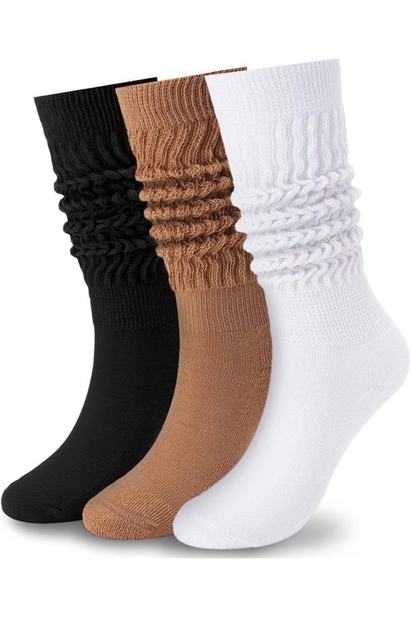 3 Pairs Slouch Socks for Women Size 9-11 Soft Extra Long Scrunch Knee High Boot Socks