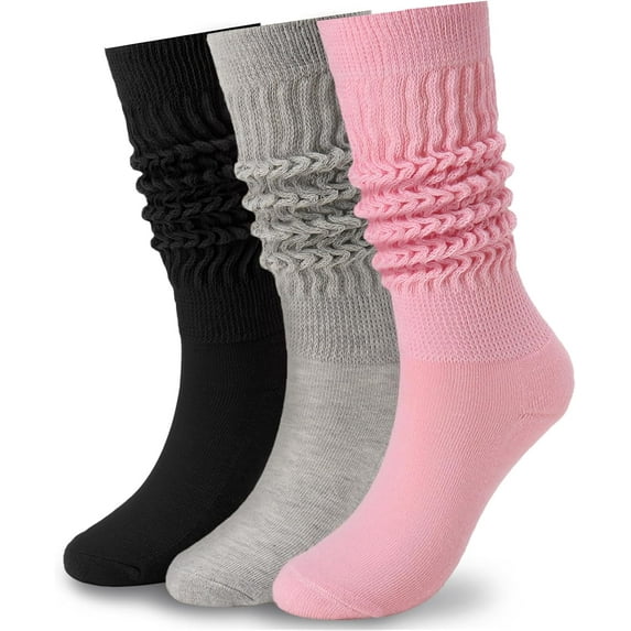 TYMZDYN 3 Pairs Slouch Socks for Women Size 9-11 Soft Extra Long Scrunch Knee High Boot Socks