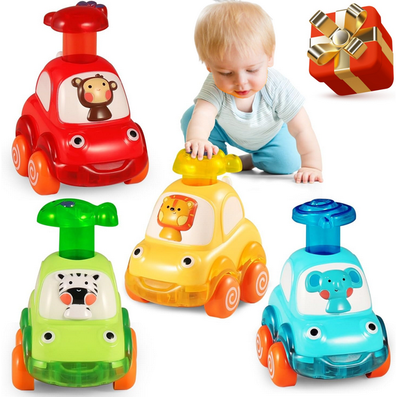 TYMZDYN 4PCS Animal Car Baby Toys for 1 2 Year Old Boy|First Birthday Gifts for Toddler Toys Age 1-2|1 2 Year Old Boy Birthday Gift for Infant Toddlers