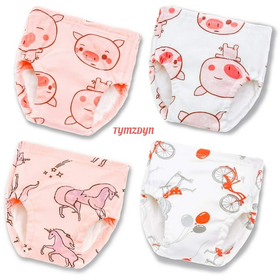 TYMZDYN 4Pcs Toddler Girl Underwear Toddler Potty Training 1T Toddler Panties Training Diapers Toddler Training Pants Underwear for Toddler Girls Toddler Potty Training Underwear Girls Potty Training