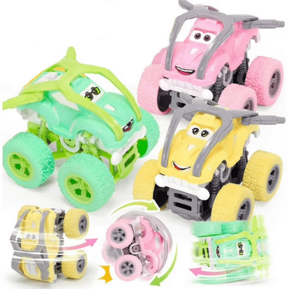 TYMZDYN Monster Truck Toys Cars for Kids, 3 PCS Toy Trucks Vehicles Flip Stunt Car Push and Go, Race Car Party Favors Goodie Bag Classroom Prizes Toddler Toys for Boys Girls Birthday Gifts