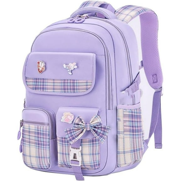 TYMZDYN Plaid Backpack, Bookbags Daypack Travel Bag for Teen, Cute Stylish Backpack(Purple)