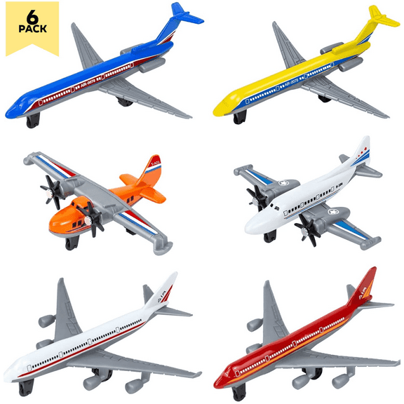 Ludolm Toy Airplane 6 Pack, Diecast Airplane Toy, Alloy Planes Model/Glider Planes/Airlines Plane Toys Birthday Cake Toppers Airforce Party Favors