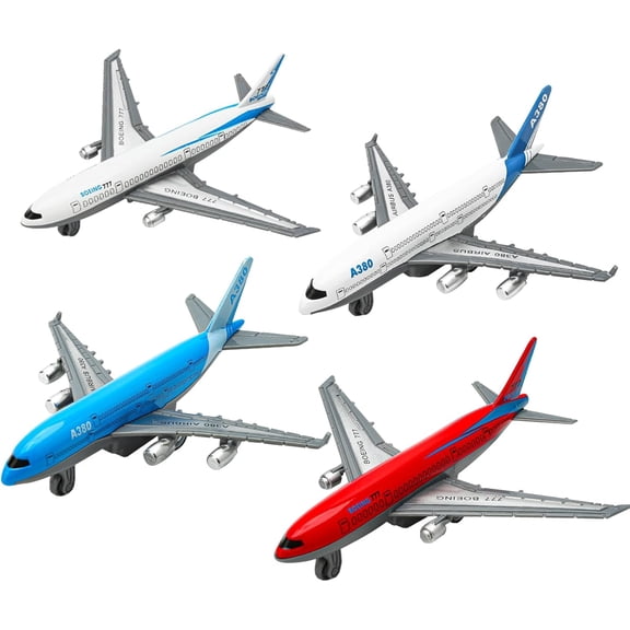 TYMZDYN Toy Airplane Die-cast Metal Model Plane Pull Back Aircraft Airline for Kids Cake Toopper Party Favor Age 3+ Pack of 4pcs