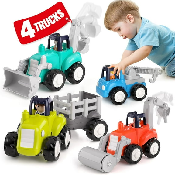 TYMZDYN Toys for 1 Year Old Boy Toys - 4 PCS Toy Cars 4WD Friction Power Truck Toys for 2 Year Old Boy Birthday Gift, Toddler Toys Age 1-2, Baby Boy 1 Year Old Boy Birthday