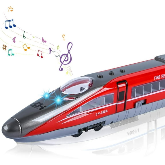TYMZDYN Train Bullets Tiny Toys Kids Train Moved by Inertia with Sound & Light - Toy Trains for 3 4 5 6 7 Years Old Boys Classic Toy Gift for Holiday, Birthdays or Christmas(red)