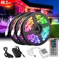 thumbnail image 1 of TYNZEO 49.2ft/15M RGB 3528 Waterproof LED Strip light Color Changing LED Rope Lights with 44 Key Remote and 12V US Power Full Kit for Home,Bedroom,Kitchen,Bar,Party, 1 of 10
