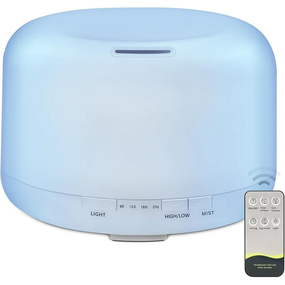 TYNZEO Essential Oil Diffuser Aromatherapy Humidifier: 500ml Grain Ultrasonic Aroma Air Vaporizer for Large Room Quiet Mist Humidifiers