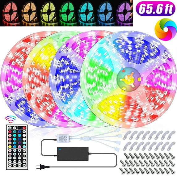 TYNZEO LED Strip Light, Flexible, SMD 5050, 65.6ft Tape Light for Home, Kitchen, Party, Christmas and More,Waterproof