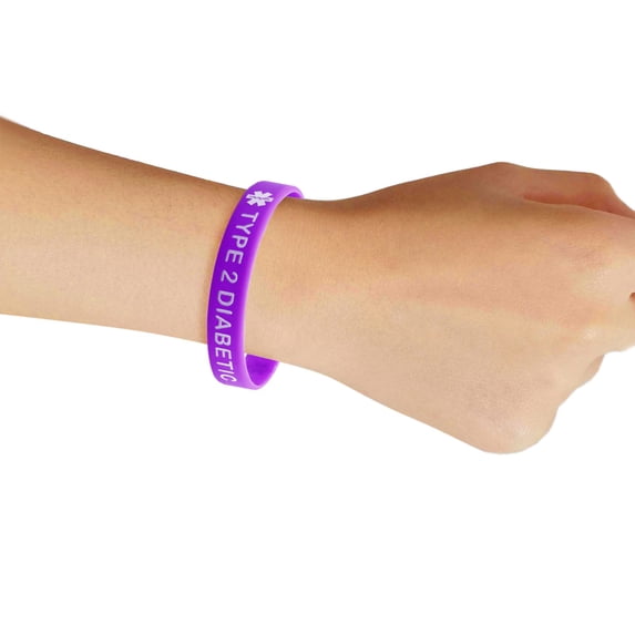 TYPE 2 Awareness Silicone Wristband Alert Bracelet for Men Women Health