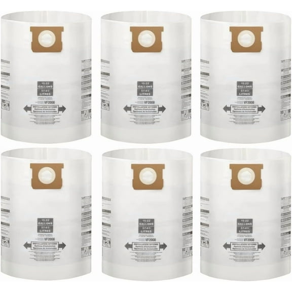 TYPE G 90663 9066300; TYPE J 90673 9067300, Part VF2008, Replacement for Shop Vac 15-22 Gallon Vac Dust Bags,3 PCS