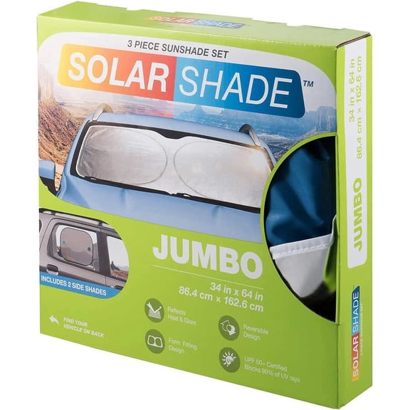 TYPE S Auto Solar Sunshade Automotive Window Shades, 34" x 64", 3 pieces