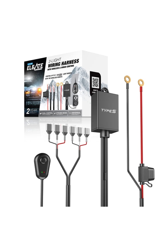 - Elevate 2-Light Output Wiring Harness - Wireless Remote or Wired Control Options, Dual Mode Control, Strobe Mode, Universal, 12V