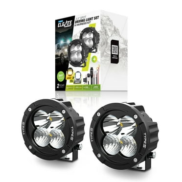 TYPE S - Elevate 3.5 Inch Spot Beam Round Pod Light Set and Harness Kit - DOT Compliant - 4,360 Total Raw Lumens, Waterproof, Die-cast, Off Road Lights, Truck, Jeep, UTV, ATV, SUV, 2 Pack