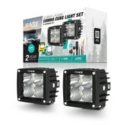 TYPE S - Elevate 3 Inch Spot + Flood Combo Beam Cube Pod Light Set and Harness Kit - DOT Compliant - 4,000 Total Raw Lumens, Waterproof, Die-cast, Off Road Lights, Truck, Jeep, UTV, ATV, SUV, 2 Pack