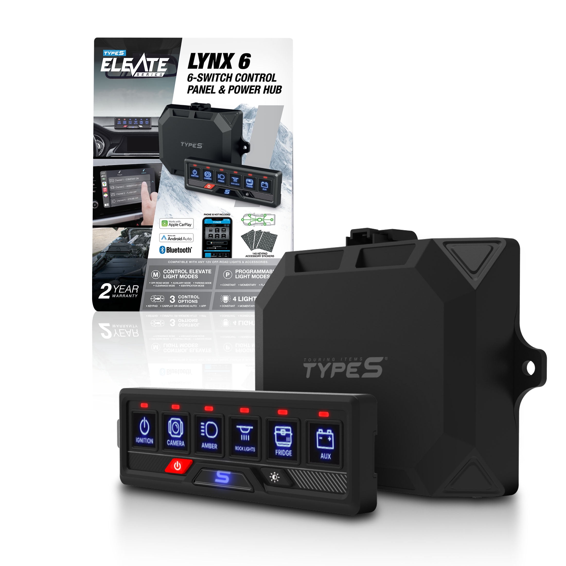 TYPE S - Elevate LYNX 6 - 6-Switch Control Panel & Power Hub - 12V