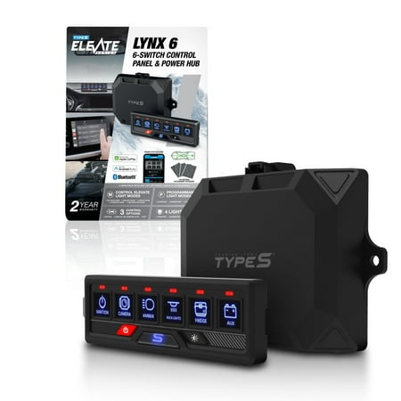 TYPE S - Elevate LYNX 6 - 6-Switch Control Panel & Power Hub - 12V Universal 6 Gang Switch Box, Works with CarPlay, Android Auto & App, RGB Keypad, Programmable Modes, Bluetooth price history and forecast - TYPE S LM534403