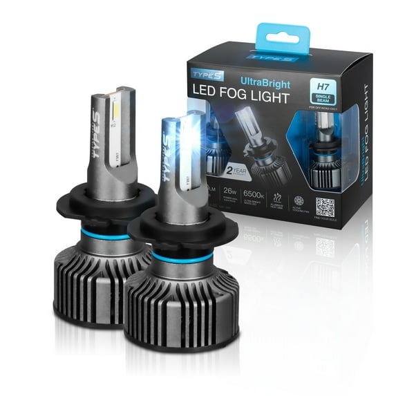 TYPE S - H7 UltraBright LED Fog Light - 1800LM Each, 6500K, 26W, Powersports, 2 Pack