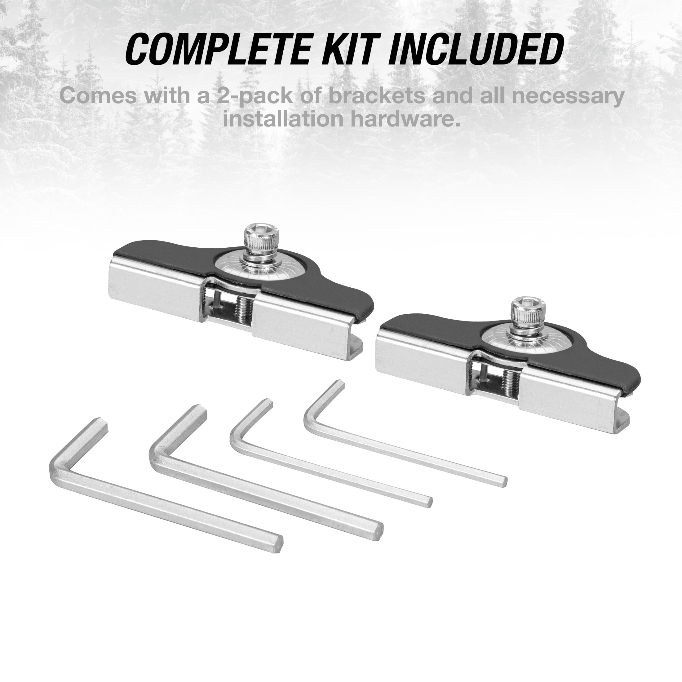 TYPE S Universal Light Bar Hood Mount Kit, Clamp-On No-Drill Brackets, Silver, 2-Pack