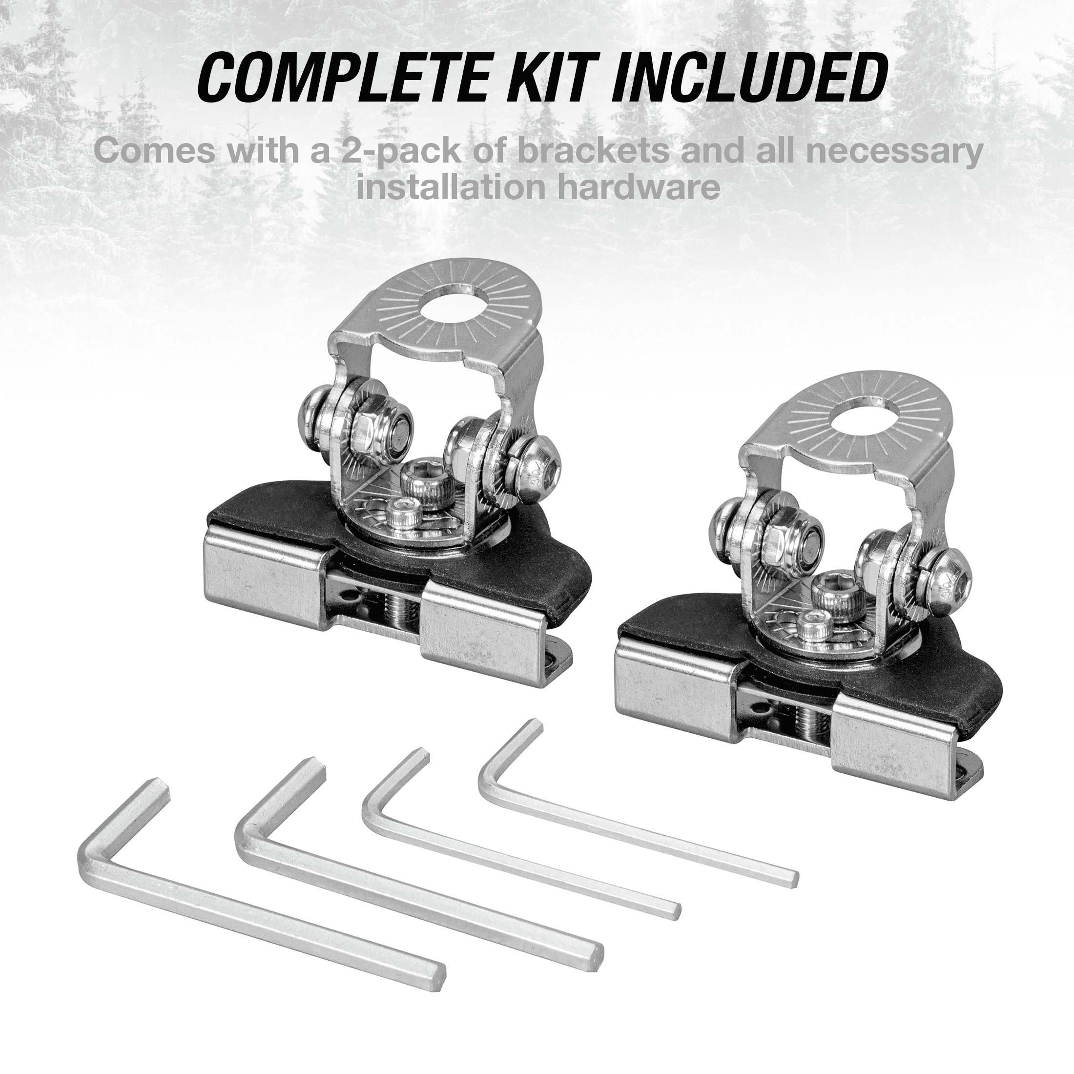 TYPE S Universal Pod Light Hood Mount Kit, Clamp-On No-Drill Brackets, Silver, 2-Pack