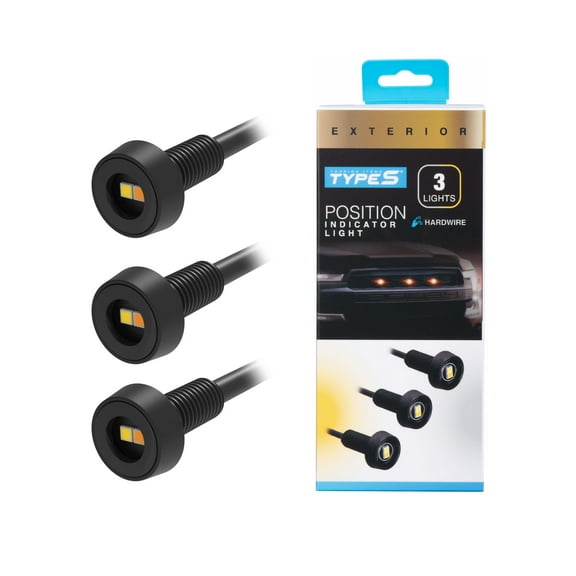 TYPE S - Position Grille Lights - Dual Color Amber or White LEDs, Screw On or 3M Adhesive Mounting, 3 Pack