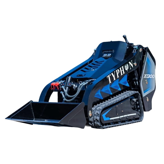 TYPHON STOMP X1300 Mini Skid Steer Loader, 25HP Kubota D1105 EPA Diesel Engine, Compact Track Loader, Vertical Lift, High-Pin Boom