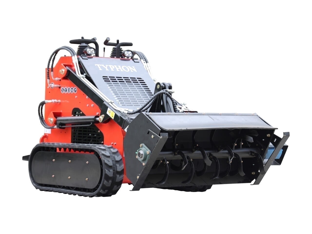 TYPHON Hydraulic Rotary Plow Tiller Attachment for Skid Steer Loaders. Heavy-Duty Soil Prep Tool