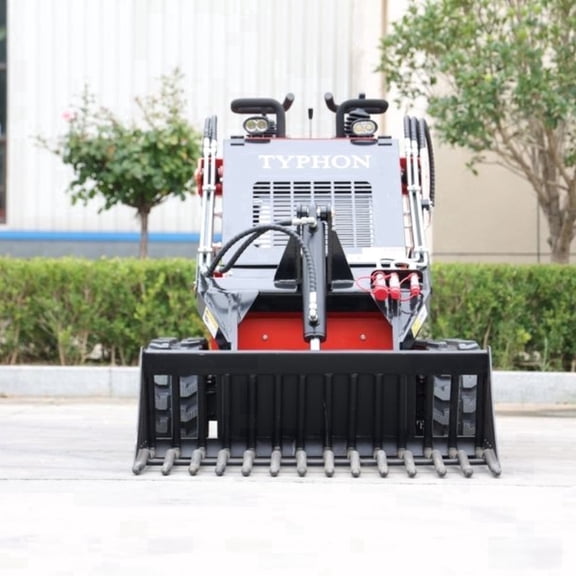 TYPHON Skid Steer Rock Bucket Attachment  Heavy-Duty Steel Skeleton Design for Efficient Small Rock & Debris Removal in Soil or Sand