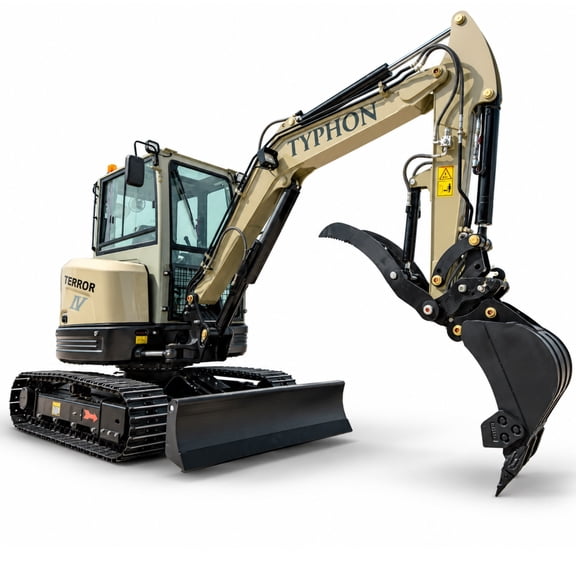 TYPHON TERROR IV PROPACT Series 9,000 lb Mini Excavator, Kubota D1703 Diesel, Zero Tail Swing, Dual-Speed, AC & Heater Cabin