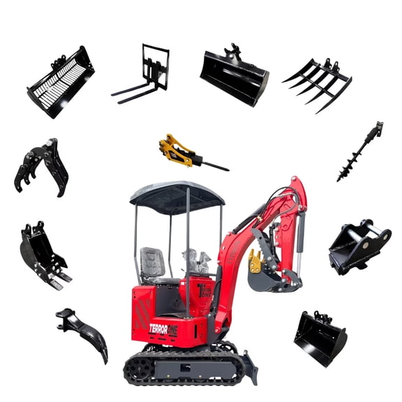 TYPHON TERROR ONE STORM 1 Ton Mini Excavator with 13 Attachments & 13.5HP B&S Engine