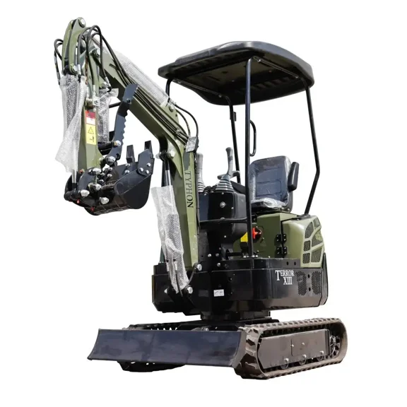 TYPHON TERROR XIII Mini Excavator – 1.3 Ton Trench Digger with Canopy, Hydraulic Thumb Clip, 13.5hp B&S Engine USA