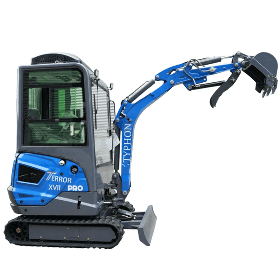 TYPHON TERROR XVII PRO Prestige Edition 4000 lb Mini Excavator with Enclosed AC/Heat Cab & Kubota D902 Diesel