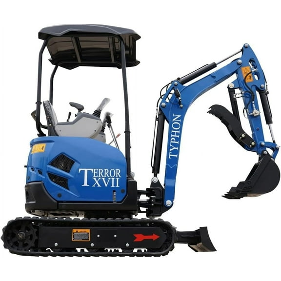 TYPHON Terror XVII Lux Mini Excavator – 1.7 Ton Trench Digger with Boom Swing, 400mm Bucket – Mini Excavator Machine for Garden, Farms, Parks, Roads
