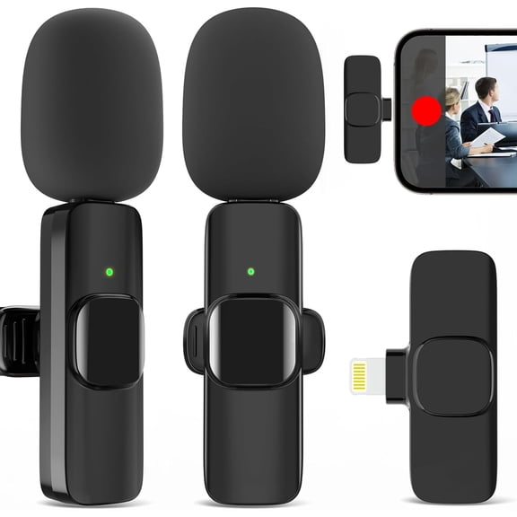 TYPPKMM 2 Pack Wireless Lavalier Microphone for iPhone, Professional Lapel Mics, Wireless Mic Plug-Play, Lapel Microphone for Video Recording Interview TikTok (USB C for Android iphone15/16)