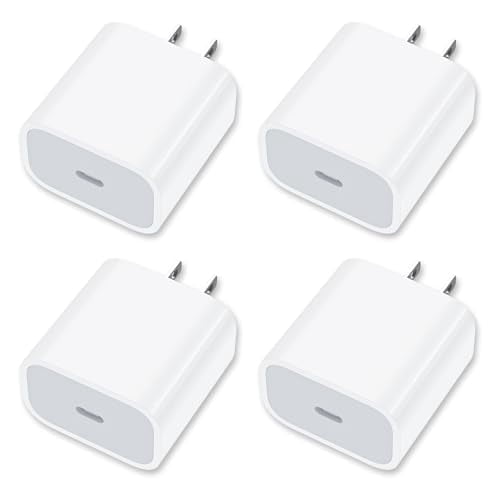 TYPPKMM 20W USB C Charger 4 Pack, Wall Adapter Compatible with iPhone iPad Samsung