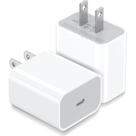 TYPPKMM 20W USB C Charger Block with Type C Fast Charging Wall Charger 2 Pack, White