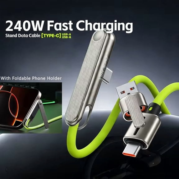 TYPPKMM 240W Universal 2-in-1 Portable Charging Cable Blue