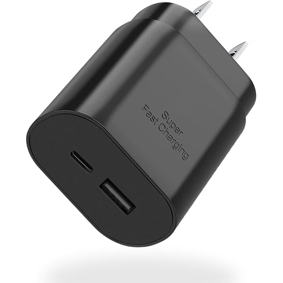 TYPPKMM 25W USB-C Fast Charger, Dual Port for Samsung Galaxy S25/S24/S23/S22, Note 20, Black
