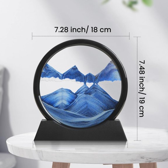 TYPPKMM 3D Hourglass Quicksand Moving Sand Art Picture Round Glass Deep Sea Sandscape Craft Flowing