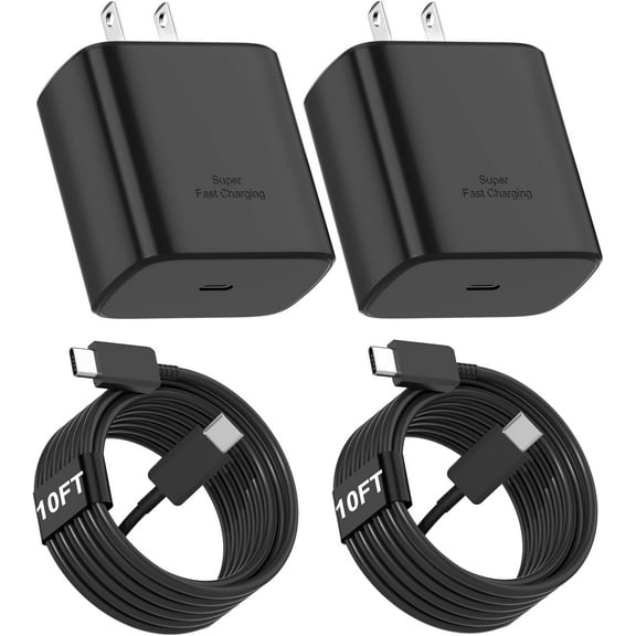 TYPPKMM 45W Super Fast Charger Type C 10ft, USB C Wall Charging and Android Phone Charger Cable for Samsung Galaxy S25/S25 Ultra/S25+/S24 Ultra/S24 Plus/S24+/S23 Ultra/S23+/S22 Ultra/S22 Plus,2 Pack