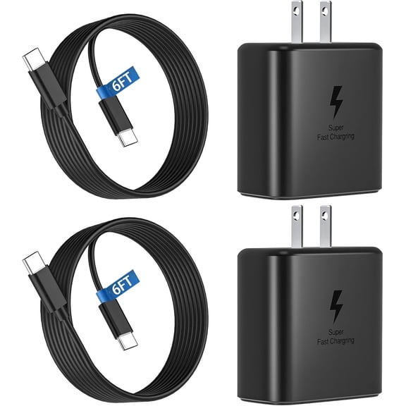TYPPKMM 45W USB-C Super Fast Charger, 2-Pack with 6FT Cables for Samsung Galaxy S25/S24/S23/S22 Ultra, Type C Charging Kit