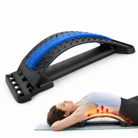 TYPPKMM Adjustable Back Stretcher, Ergonomic Lumbar Support Device, Portable Acupressure Massager, Supports 220 lbs